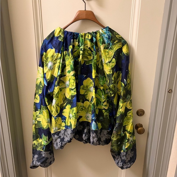 Dries Van Noten Floral Blouse - Navy and Lime - Picture 2 of 3